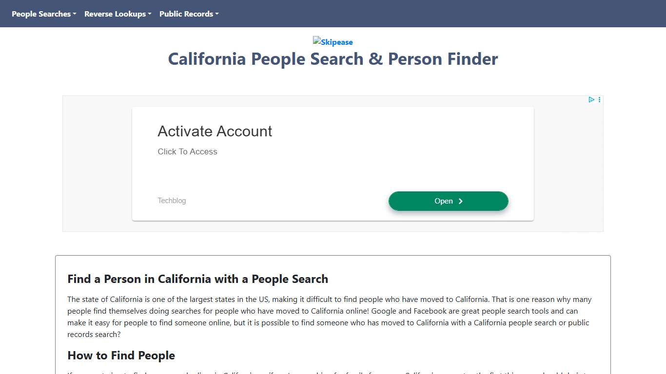 California People Search & Person Finder | Skipease